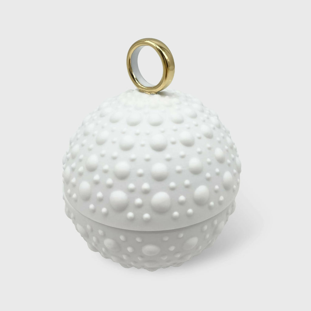 Boîte Boule picots avec anneau en or (petit modèle) - Porcelaine de Limoges