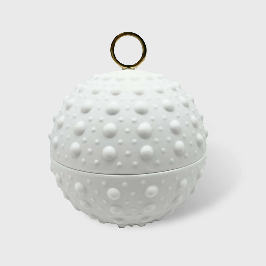 Boîte Boule picots avec anneau en or (grand modèle) - Porcelaine de Limoges