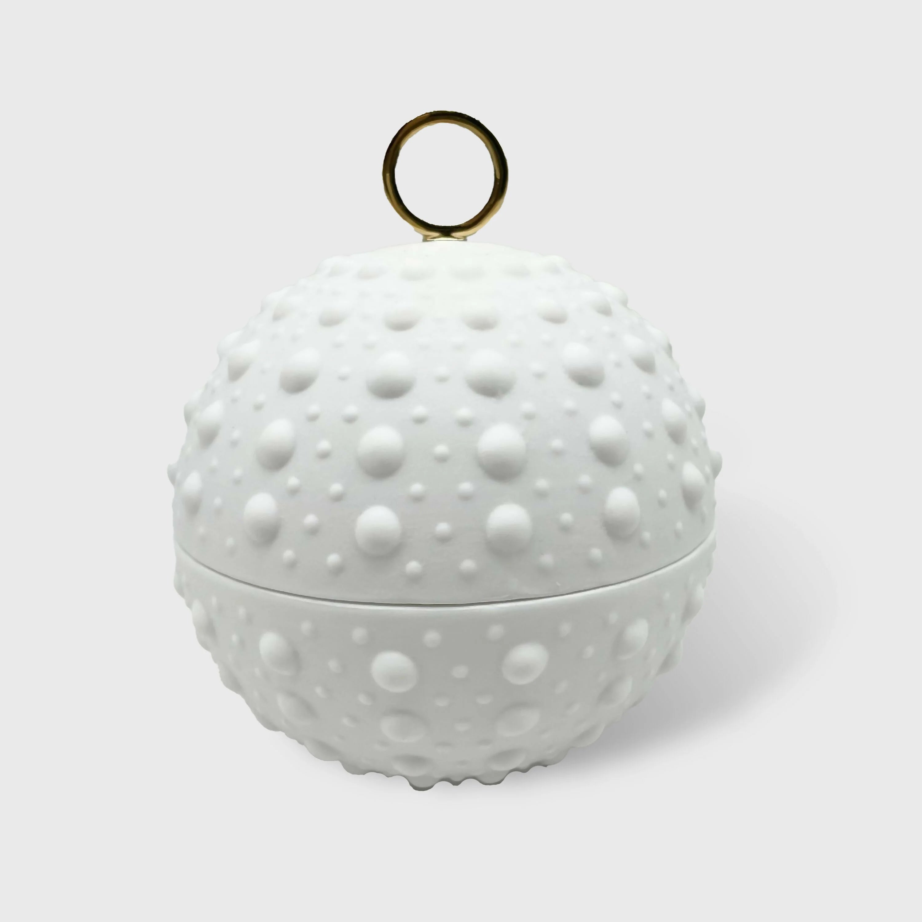 Bonbonnière Boule picots avec anneau en or (grand modèle) - Porcelaine de Limoges