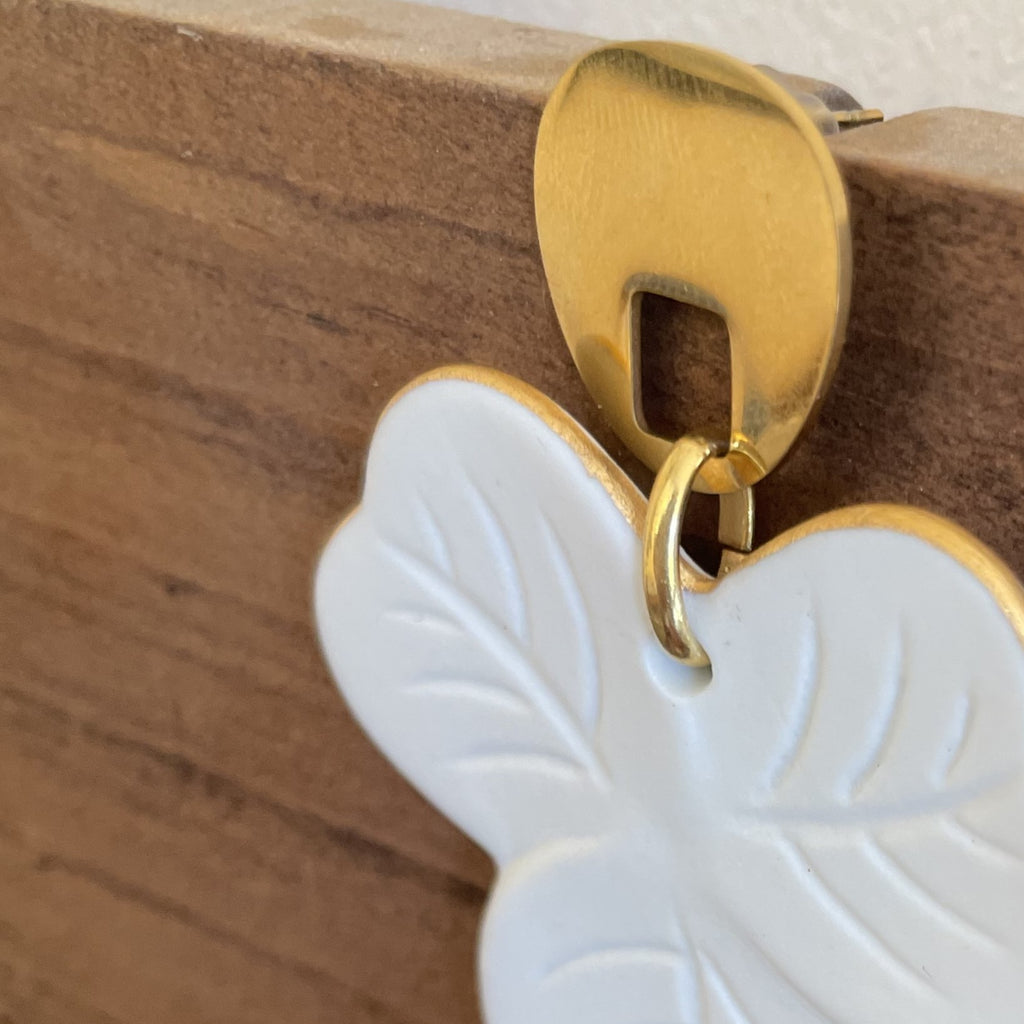 BOUCLES D'OREILLES - Collection modulaires - biscuit et or