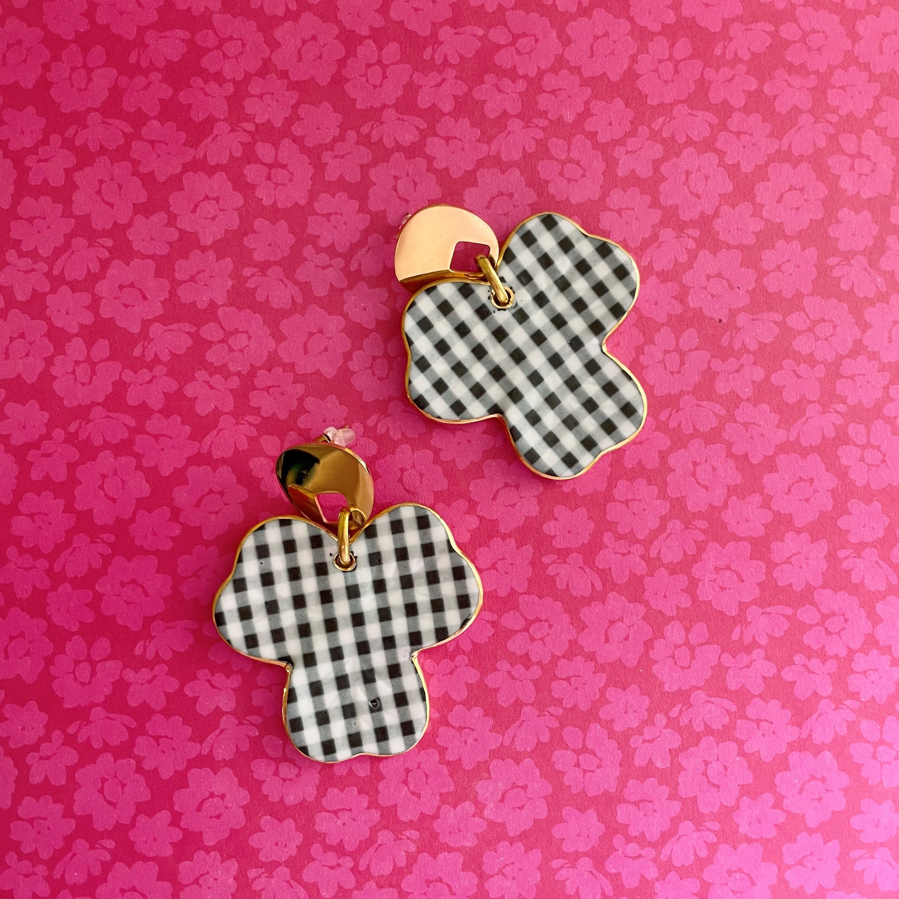 BOUCLES D'OREILLES - MODULAIRES - VICHY