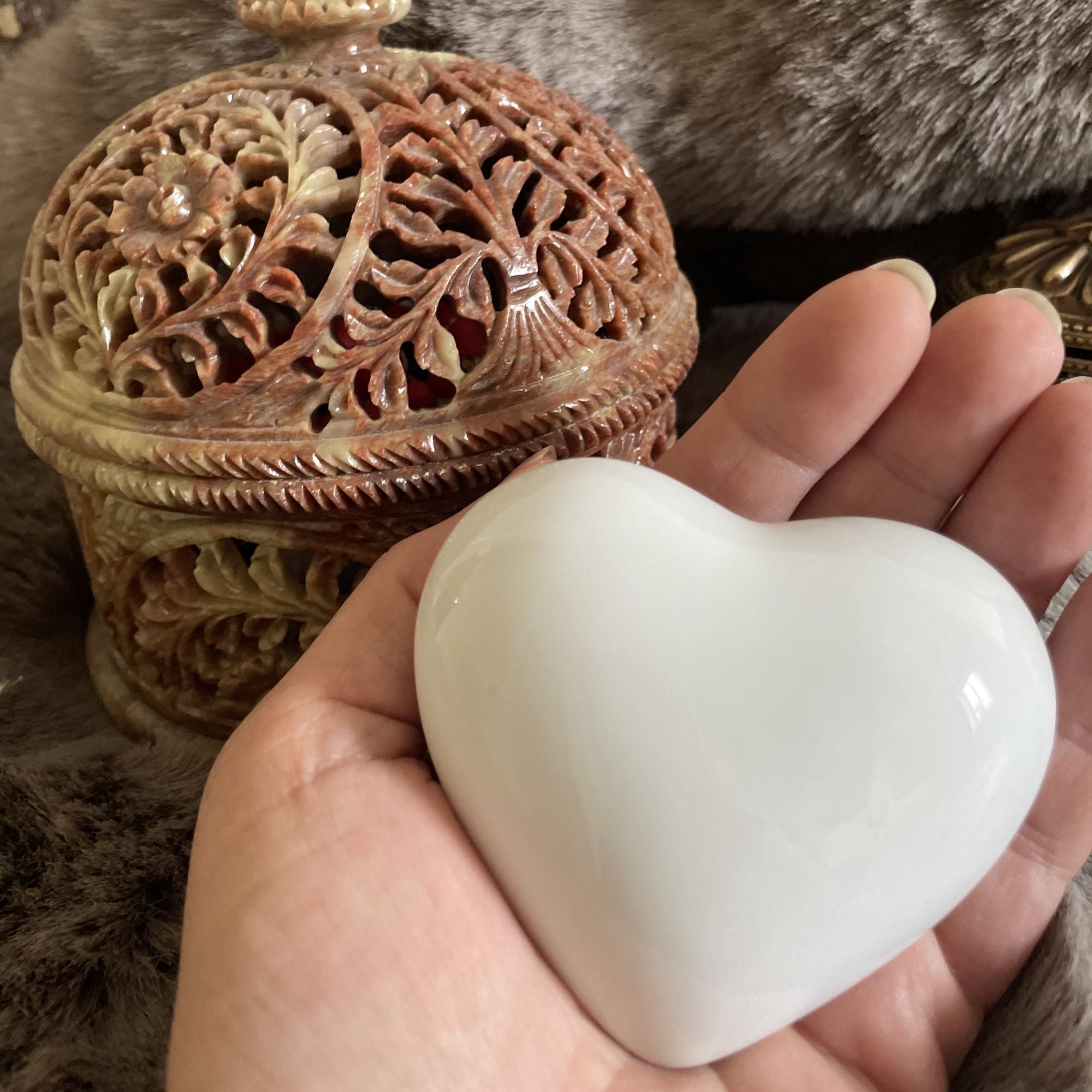 Coeur Galet émaillé - Porcelaine de Limoges