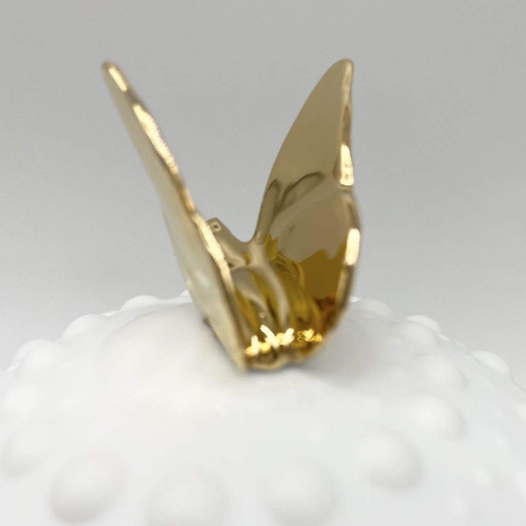 Boîte Boule picots avec papillon en or (grand modèle) - Porcelaine de Limoges