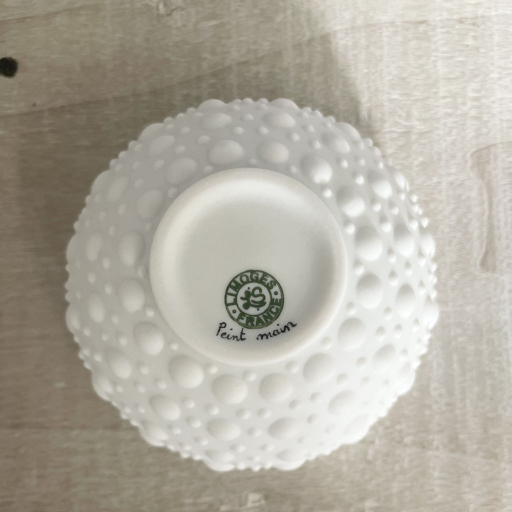 Boîte Boule picots avec anneau en or (petit modèle) - Porcelaine de Limoges