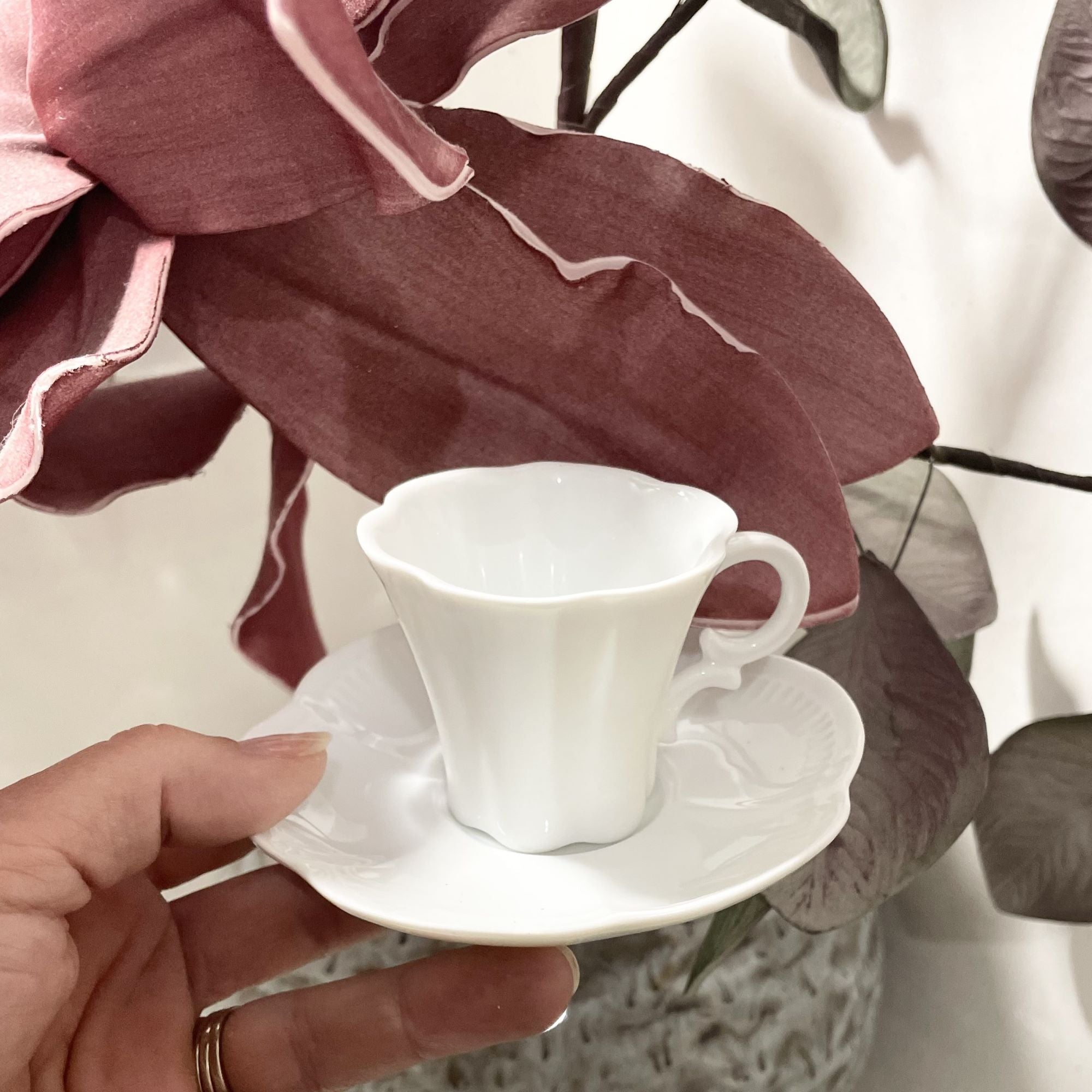 Tasse moka et soucoupe- Collection Perle - Porcelaine de Limoges