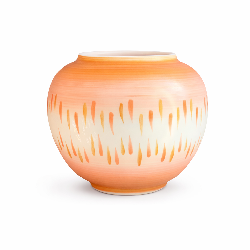 vase en porcelaine decor main creation garance creations couleurs orange et or